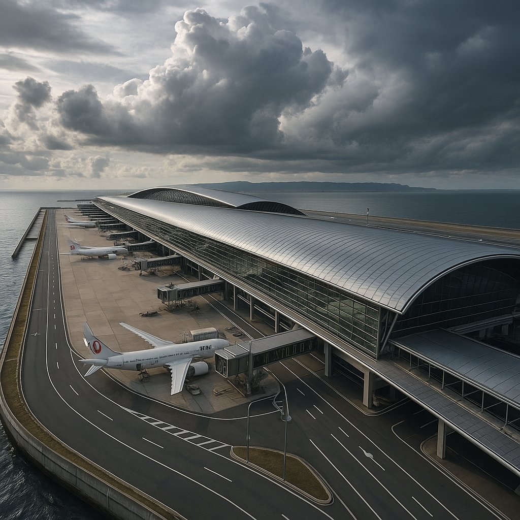 Kansai International Airport Terminal on the Sea — Moody Aerial View