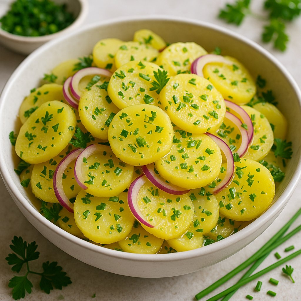 Kartoffelsalat (German Potato Salad) with Herbs & Red Onion