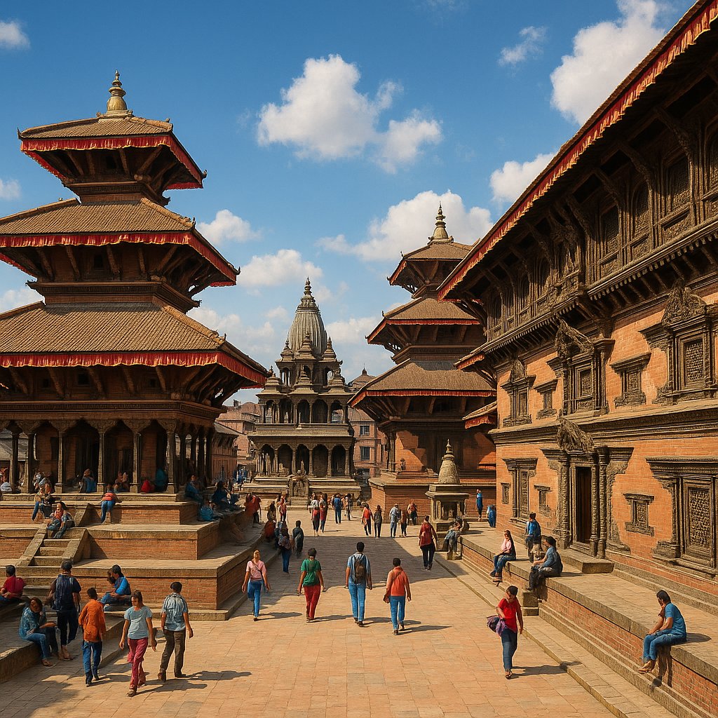 Kathmandu Durbar Square — Carved Palaces in Bright Daylight