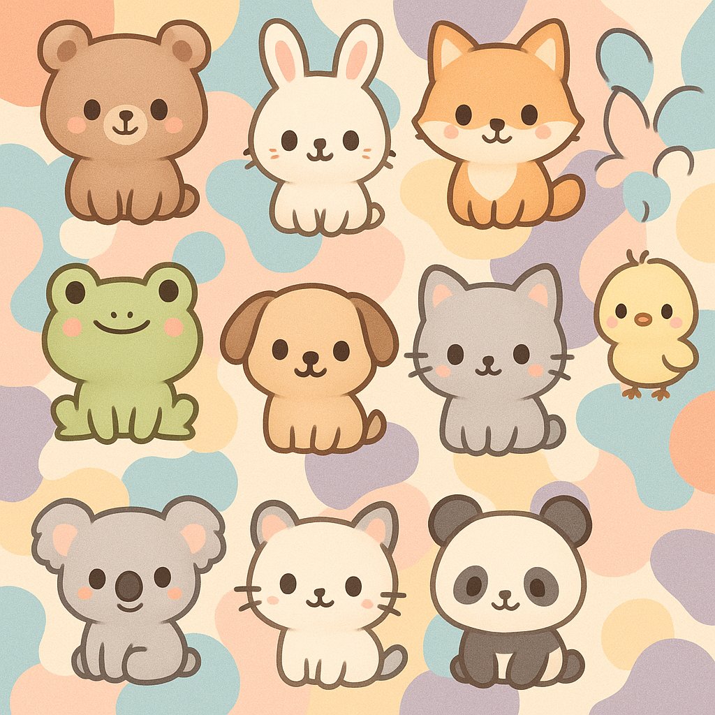 Kawaii Pastel Animal Pattern — Seamless Puzzle Background