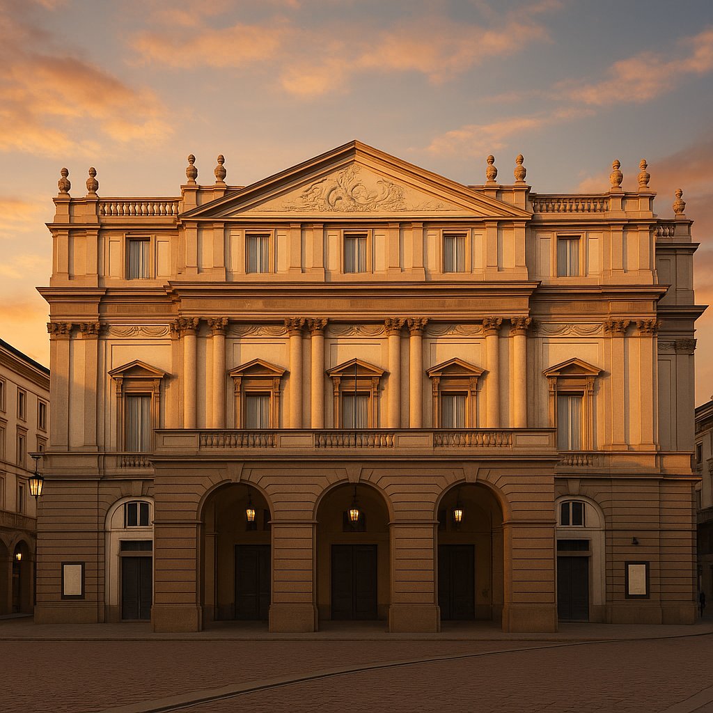 La Scala at Sunset — Historic Opera House Facade