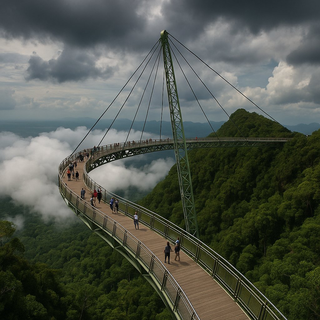 Langkawi Sky Bridge — Curved Canopy Walkway Over Clouds