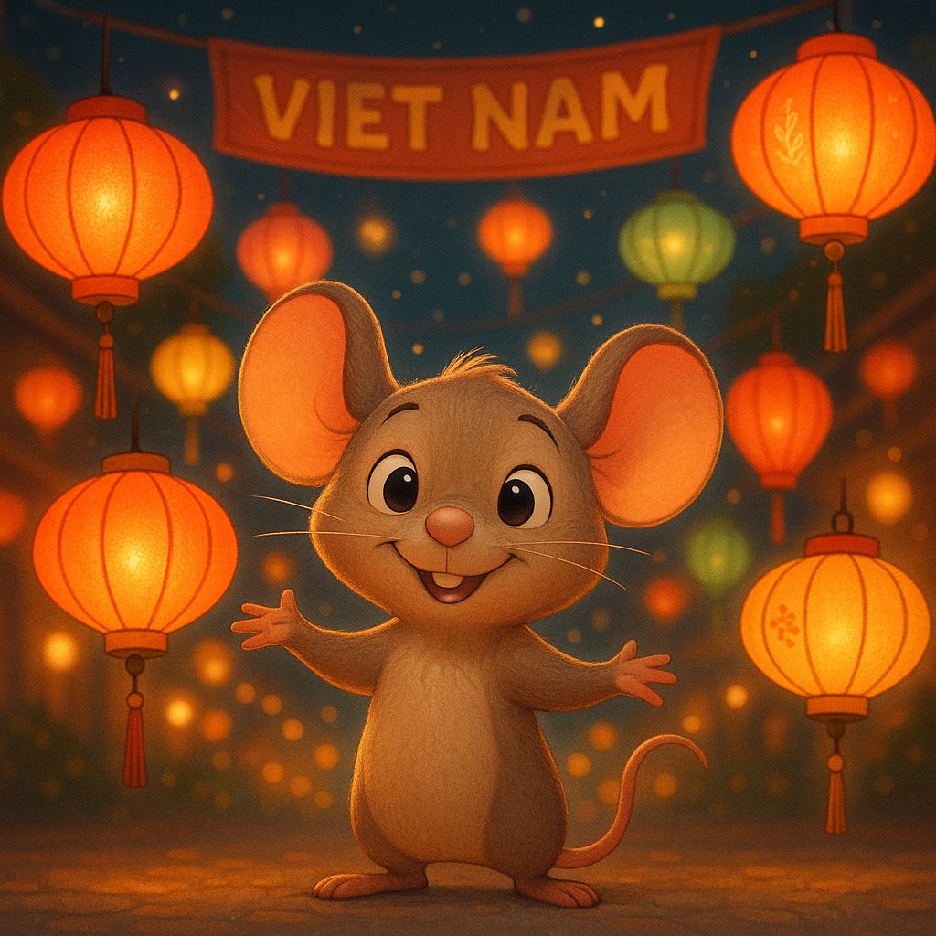 Lantern Night: Joyful Mouse at the Vietnamese Festival