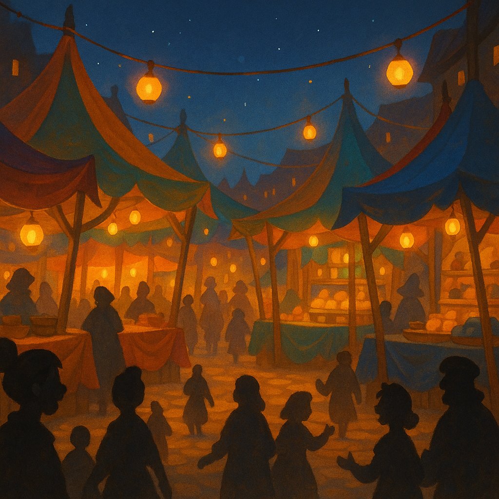 Lanternlit Market at Twilight