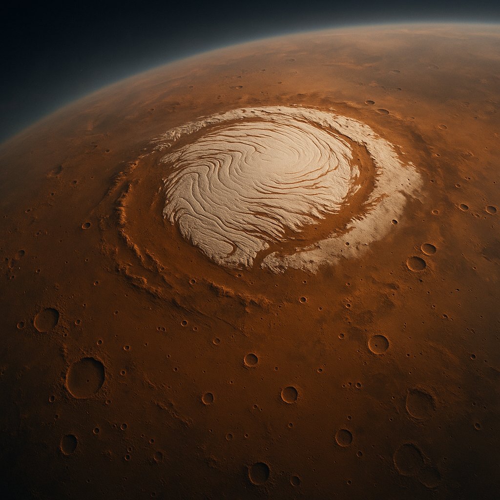 Martian Polar Ice Cap — Close‑Up View