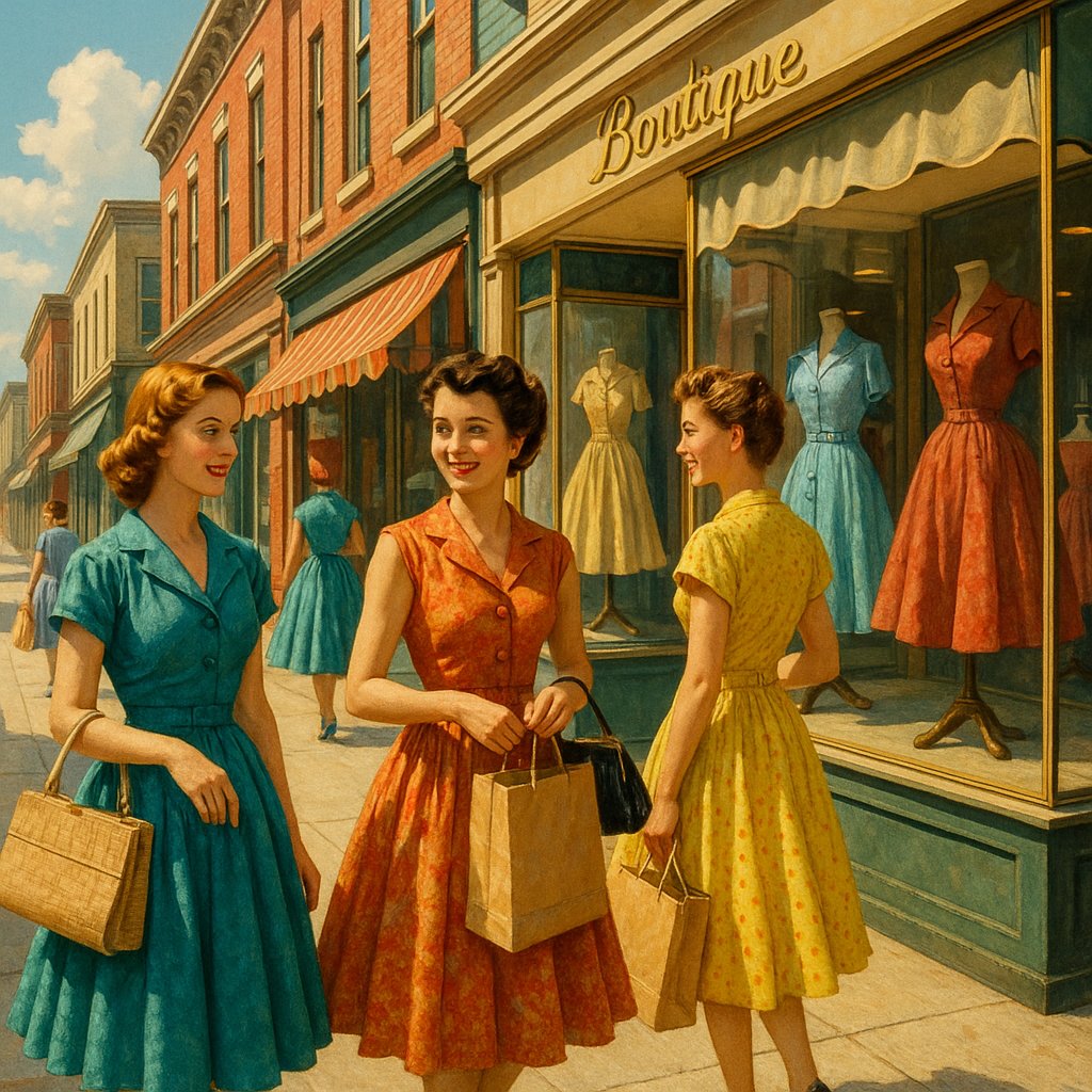 Midday Stroll Past the Boutique (1950s)