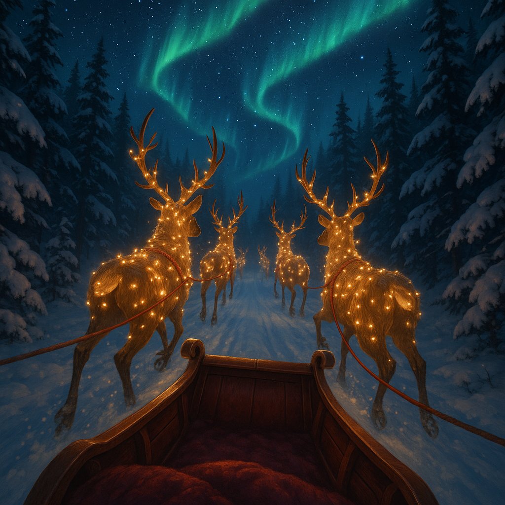 Midnight Sleigh Ride Under the Aurora