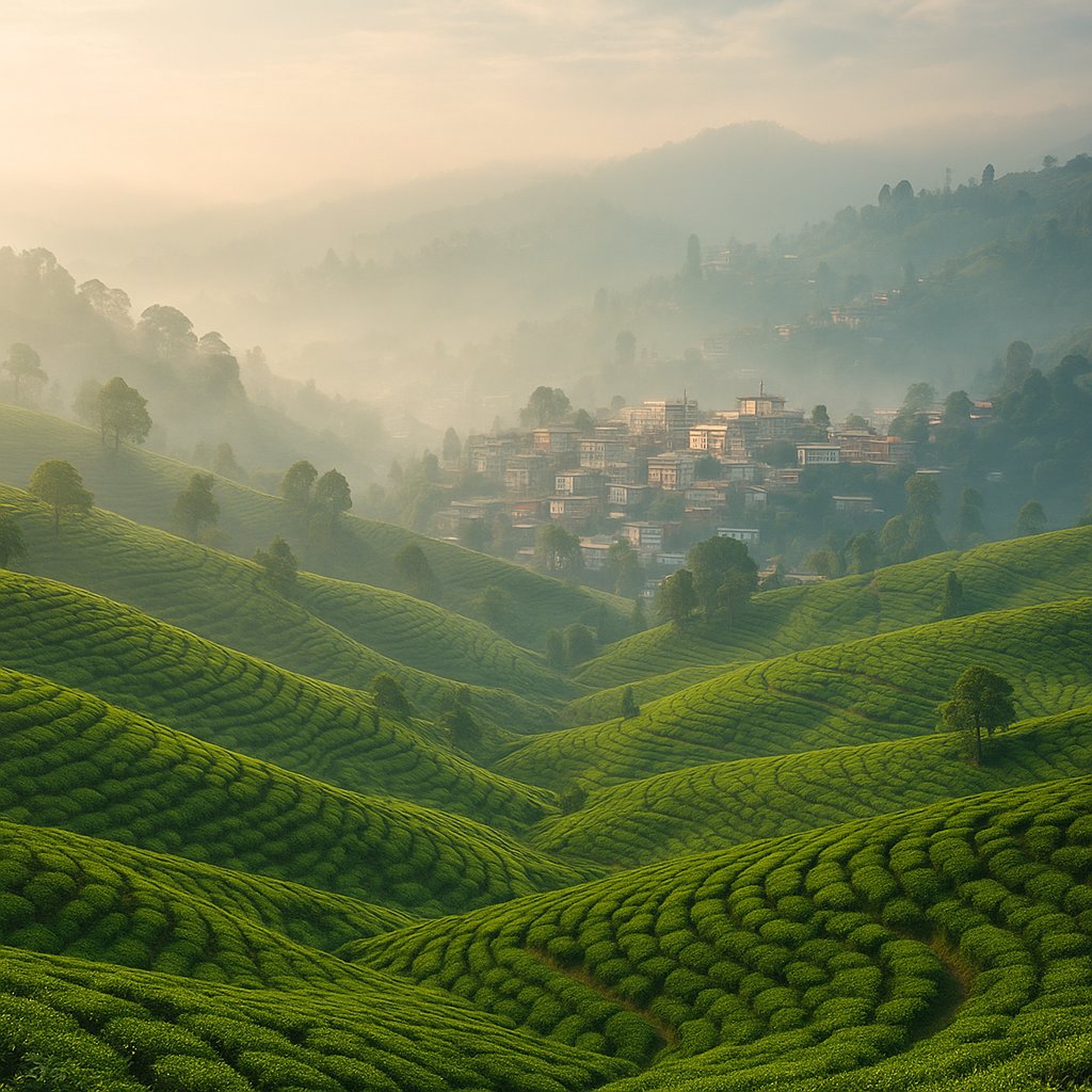 Misty Morning Over Ilam Tea Gardens