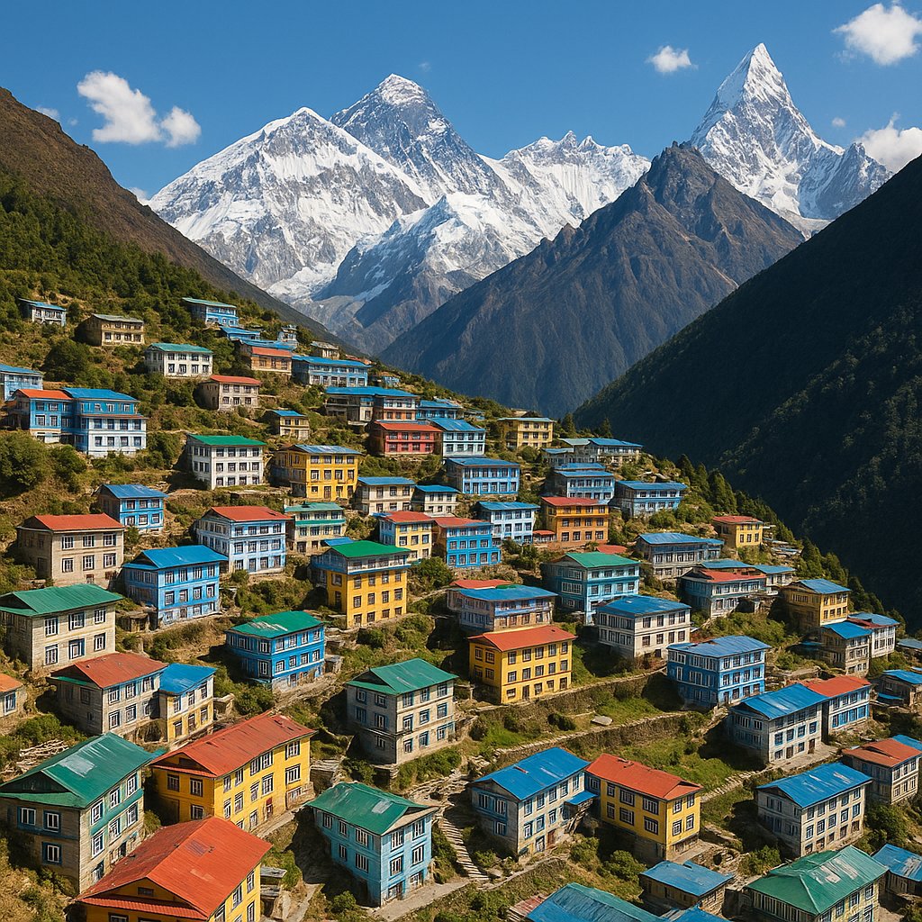 Namche Bazaar Amphitheater with Everest Peaks