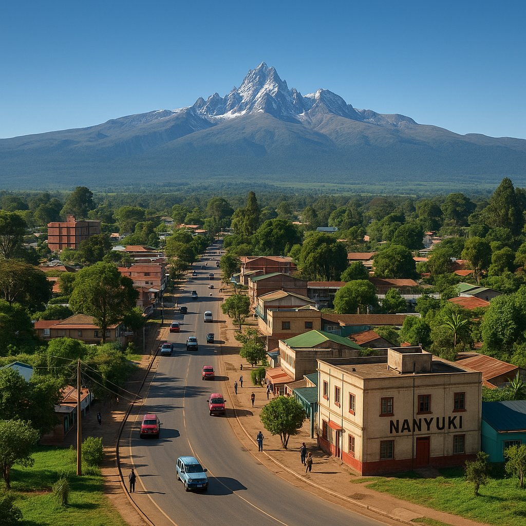 Nanyuki Main Street with Mount Kenya Panorama