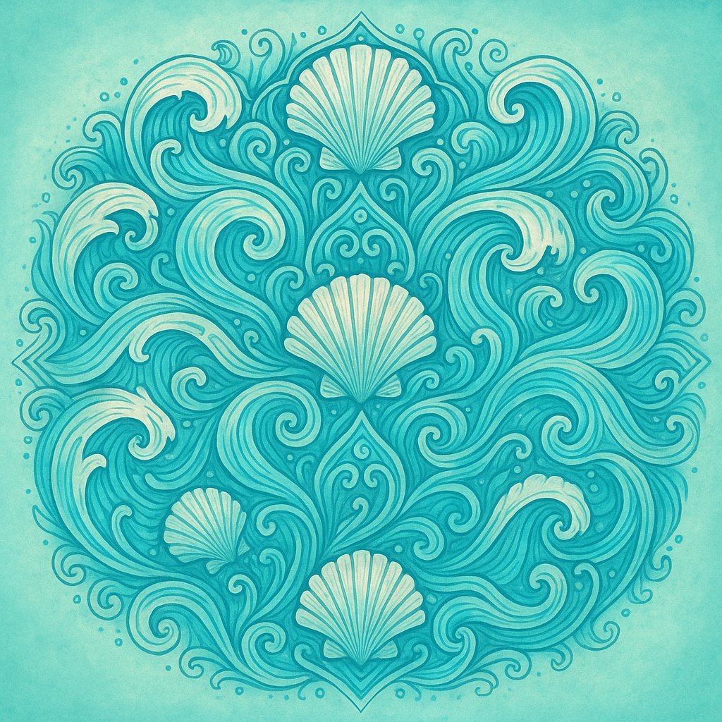 Ocean Mandala: Turquoise Tides & Shells