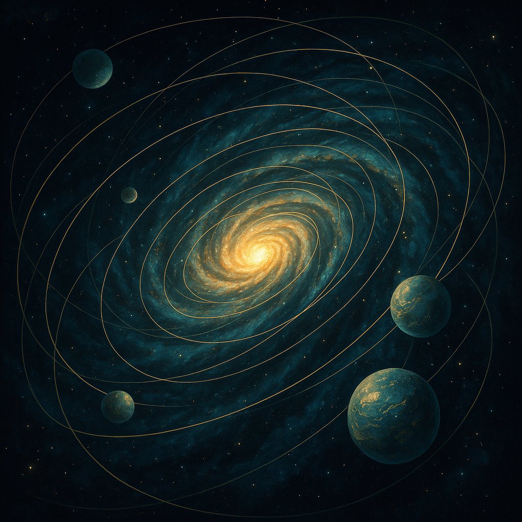 Orbital Spiral: Teal & Gold Galaxy