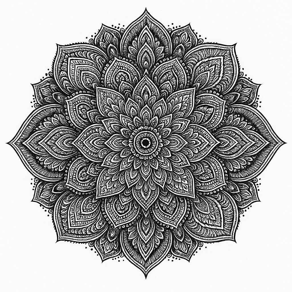 Ornamental Black & White Mandala