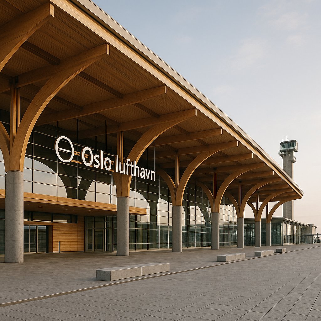 Oslo Lufthavn - Scandinavian Timber Terminal in Soft Northern Light