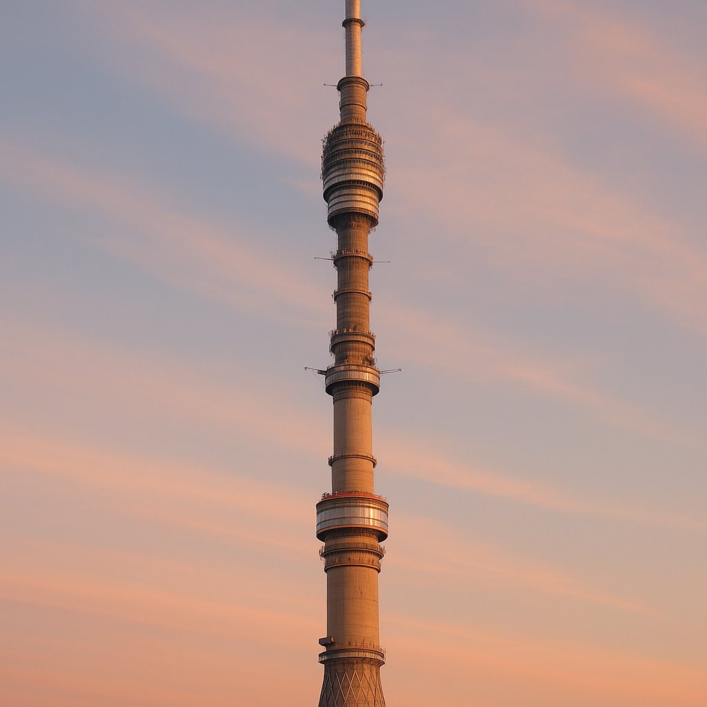Ostankino Tower at Sunset — Hyperboloid Silhouette