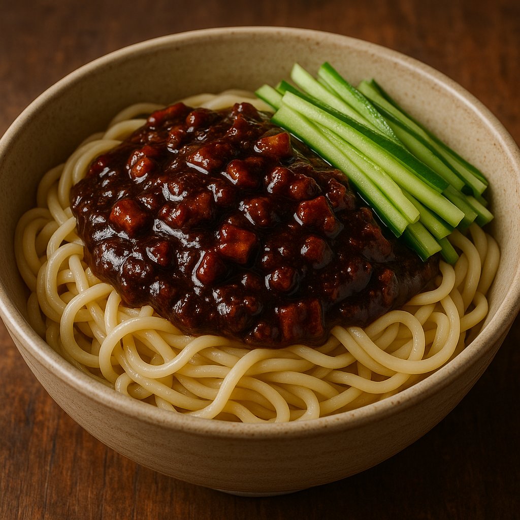 Photorealistic Zhajiangmian Bowl with Thick Soybean Paste