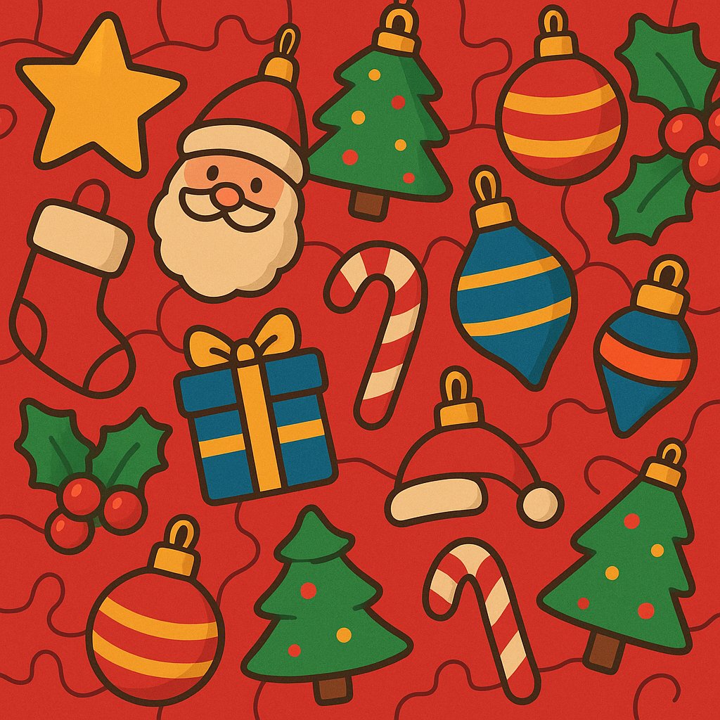 Puzzle-Ready Cartoon Christmas Ornaments Pattern