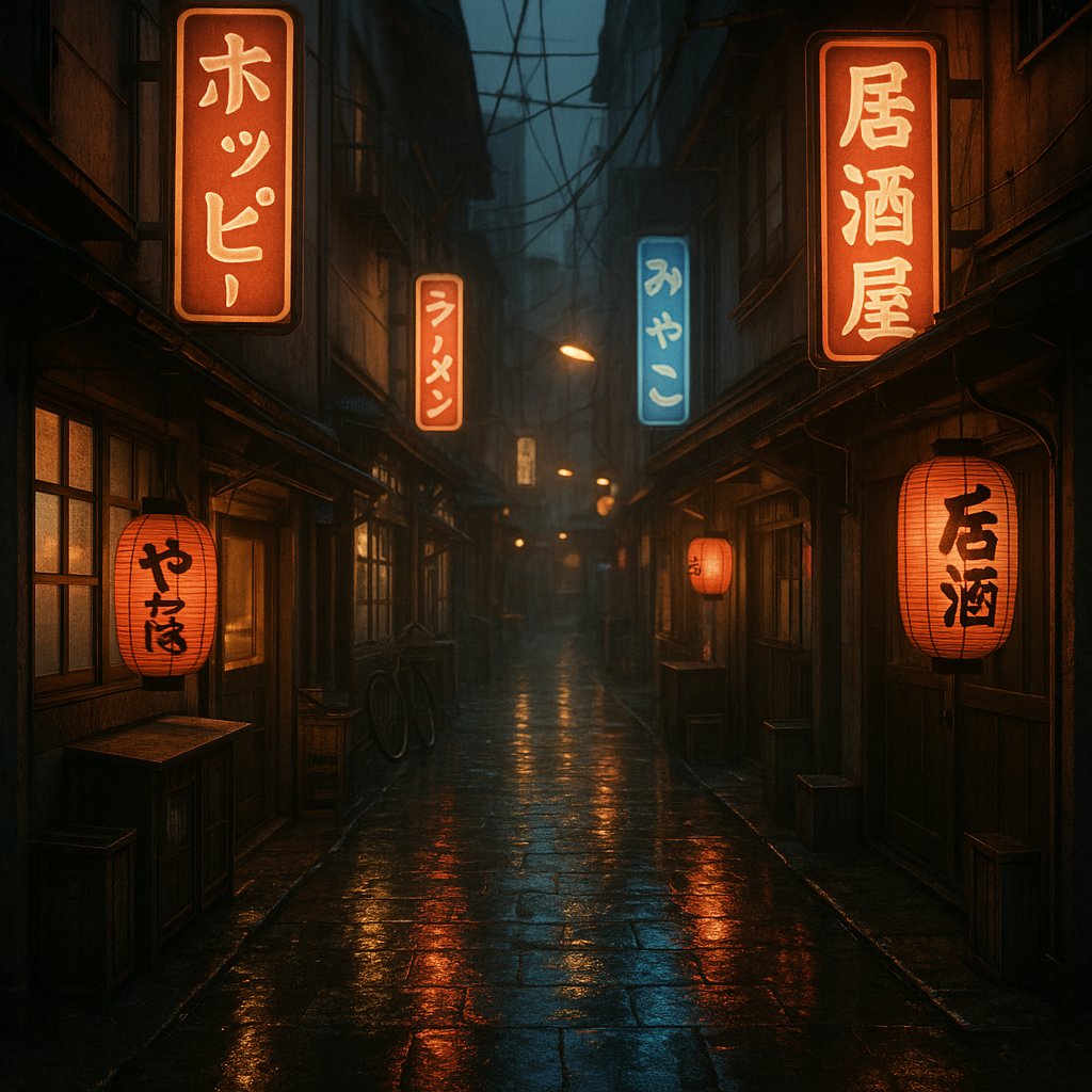 Rainy Alley, Tokyo — 1950s Night