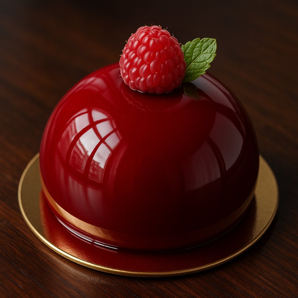 Raspberry Mirror-Glazed Mousse Dome