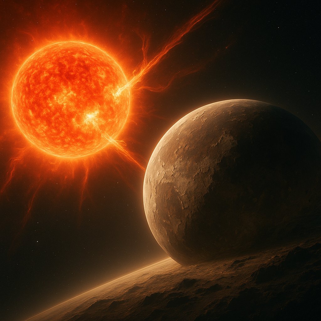 Red Dwarf Flare on a Close‑Orbiting Rocky Exoplanet