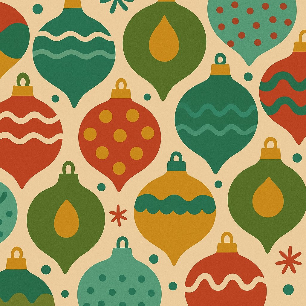 Retro Holiday Ornaments — Abstract Pattern