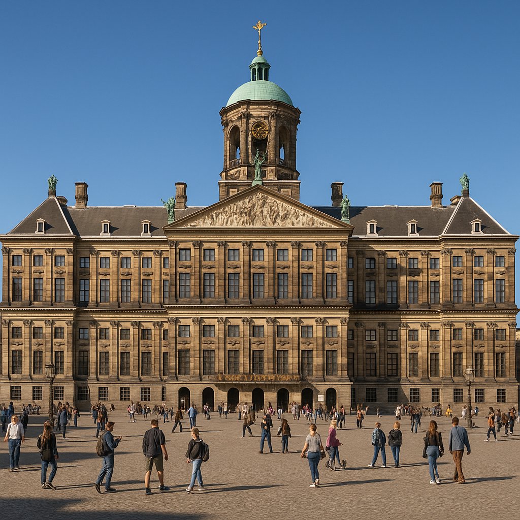 Royal Palace at Dam Square on a Clear Day