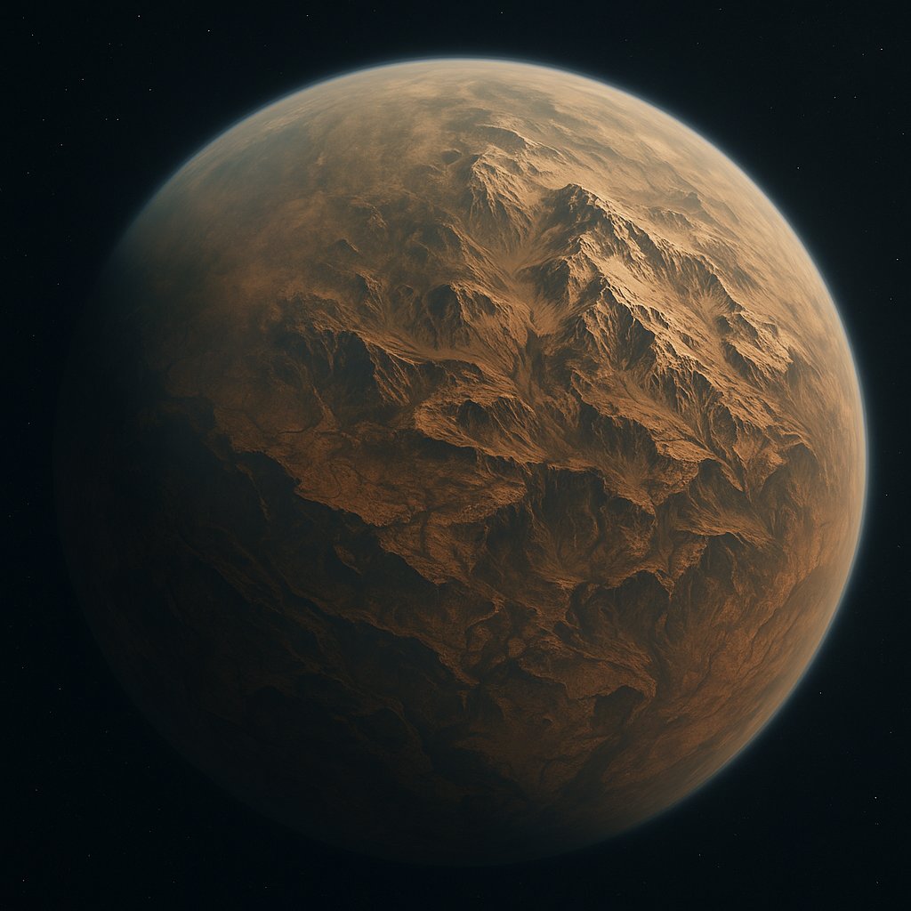 Rugged Super‑Earth with Hazy Atmosphere