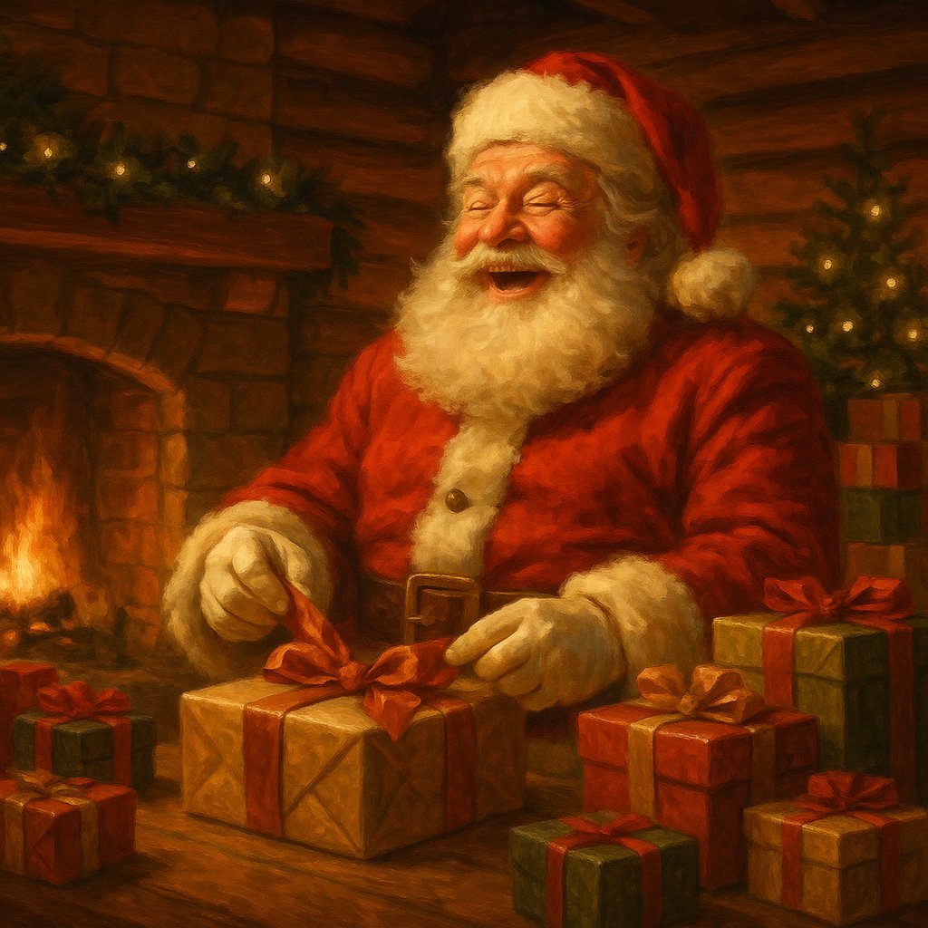 Santa's Merry Gift-Preparing Moment
