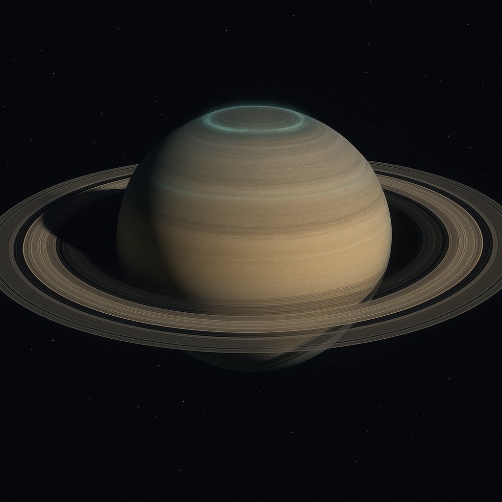 Saturn with Polar Auroras — Scientific Visualization