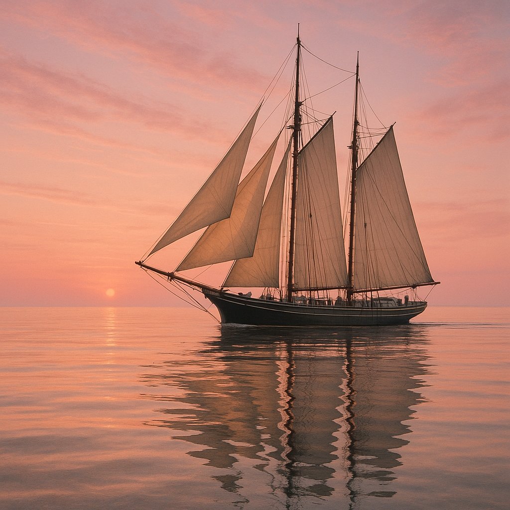 Schooner at Pink Dawn
