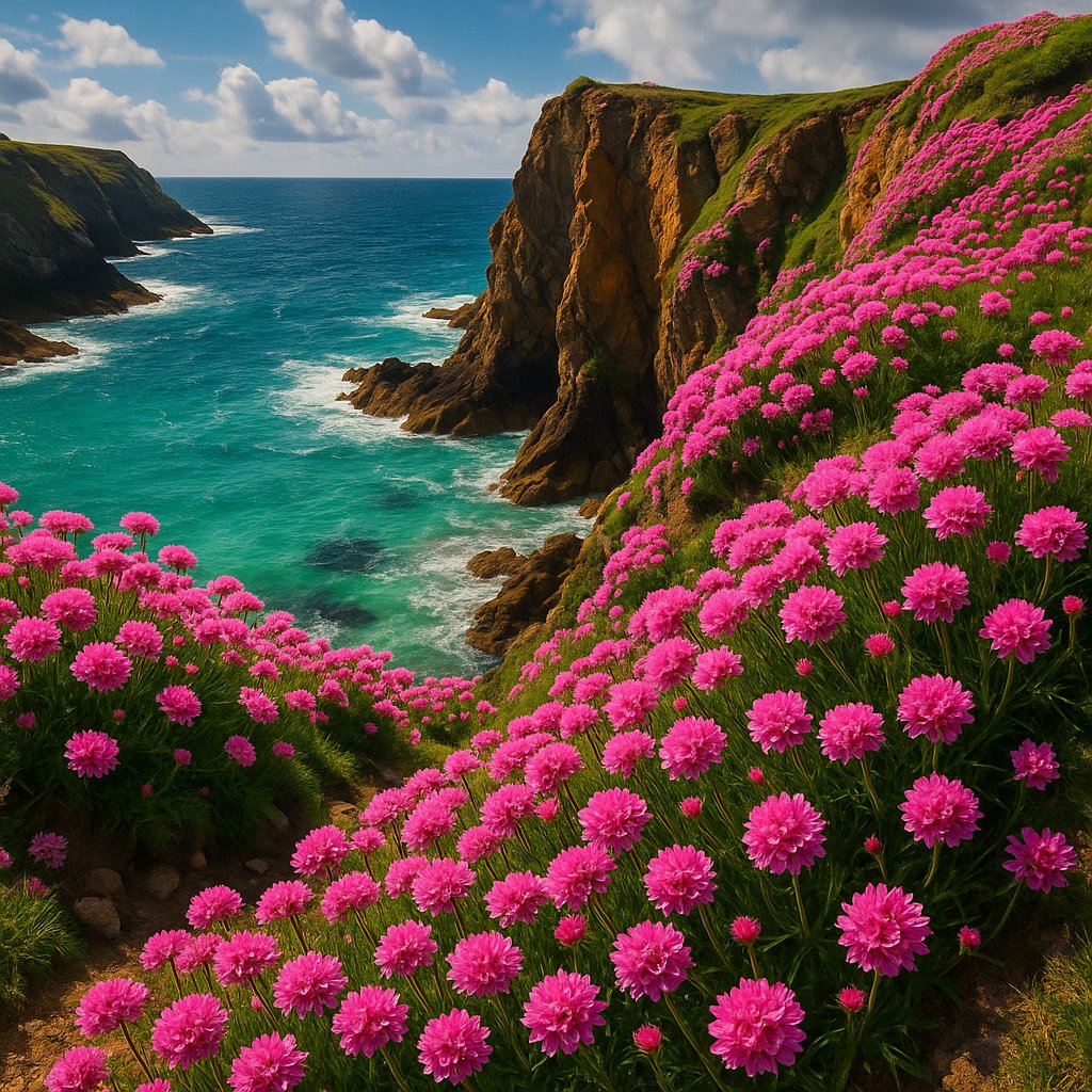 Sea Thrift on a Turquoise Cliff