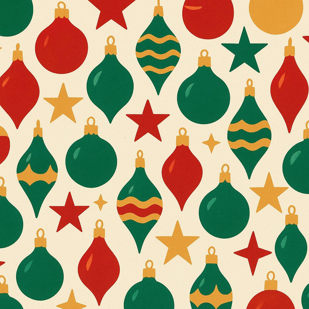 Seamless Retro Christmas Ornaments Pattern