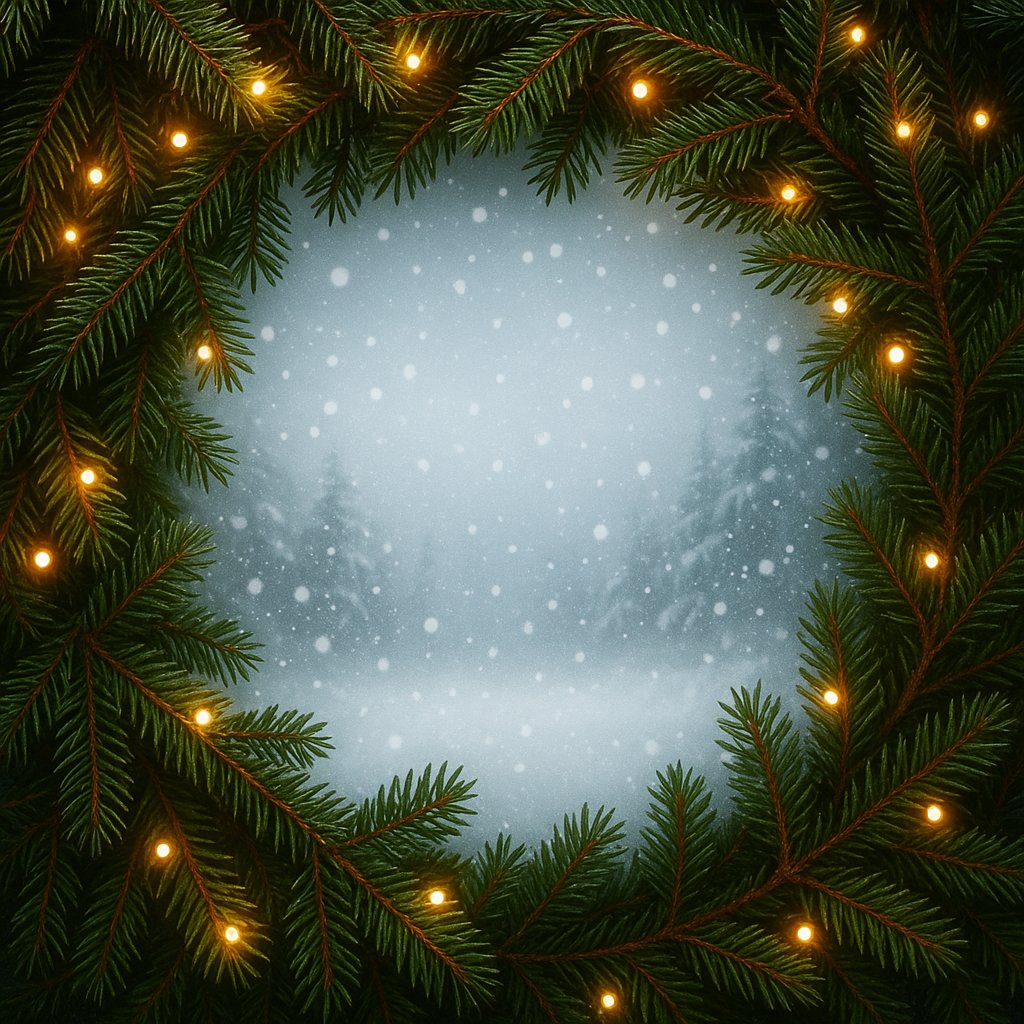 Snowy Forest Wreath with Warm Lights