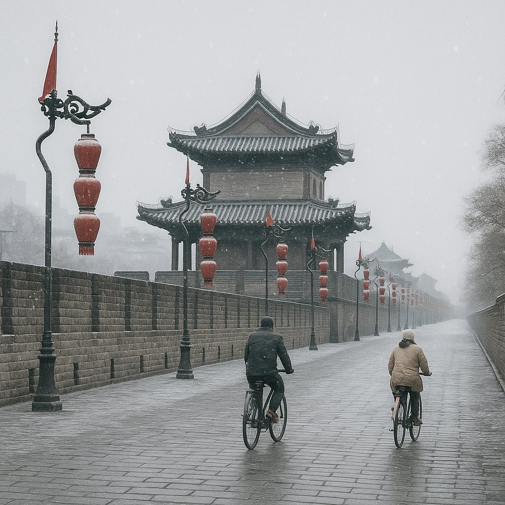 Snowy Morning on Xi'an City Wall
