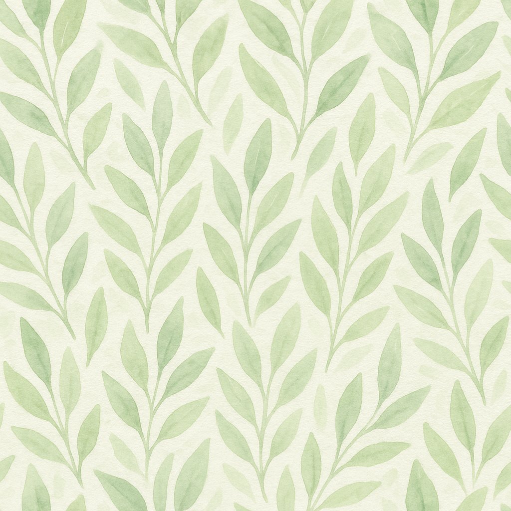 Soft Green Watercolor Leaves — Seamless Pattern