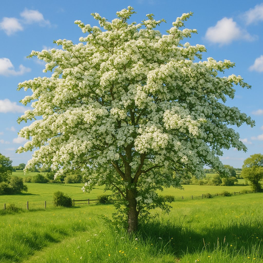 Spring Hawthorn in Full Bloom