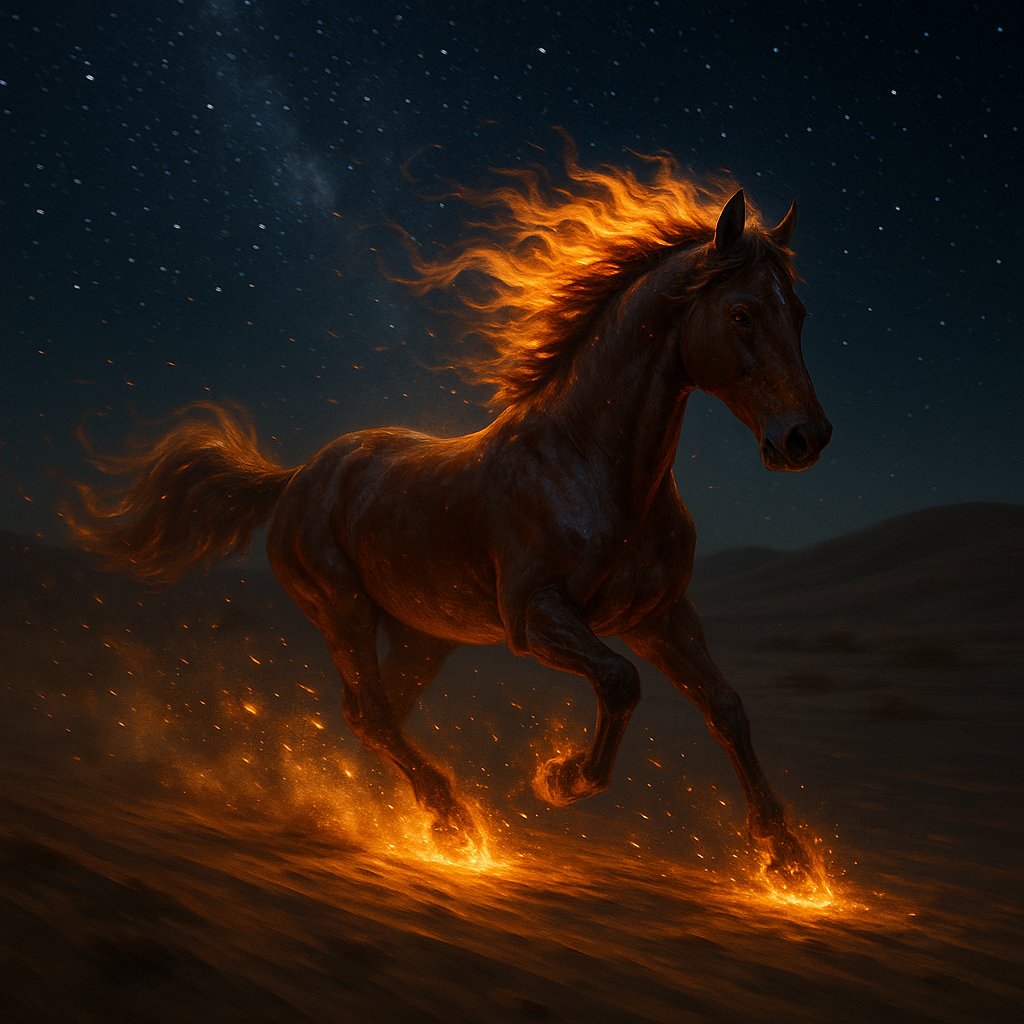 Stallion of Fire Under the Yuletide Sky