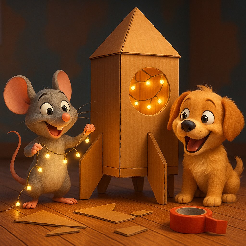 Starlit Cardboard Rocket