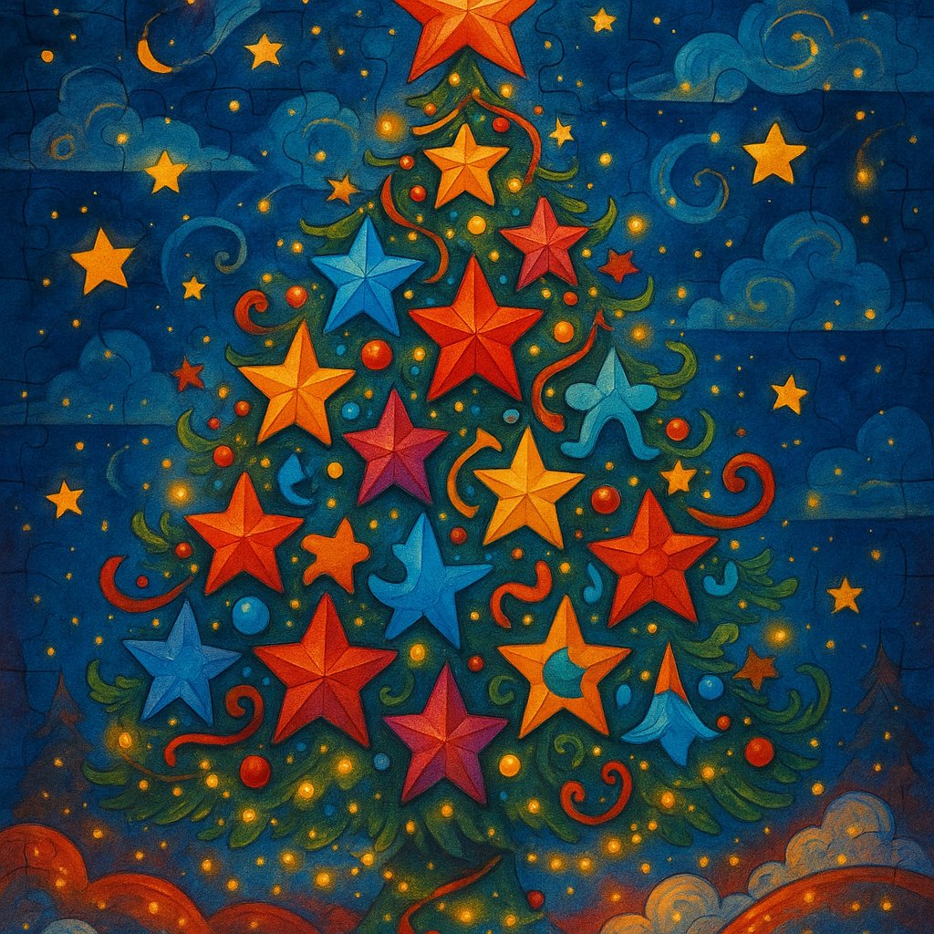 Starlit Whimsy — A Festive Puzzle Tree