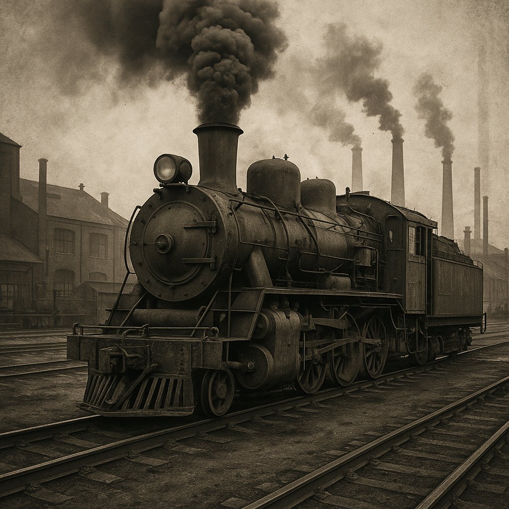 Steam and Smoke: Industrial Locomotive, Circa Early 20th Century