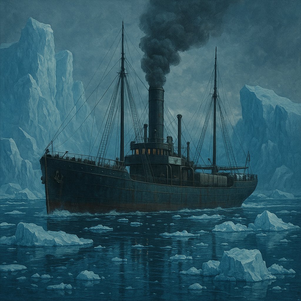 Steam Freighter Among the Ice