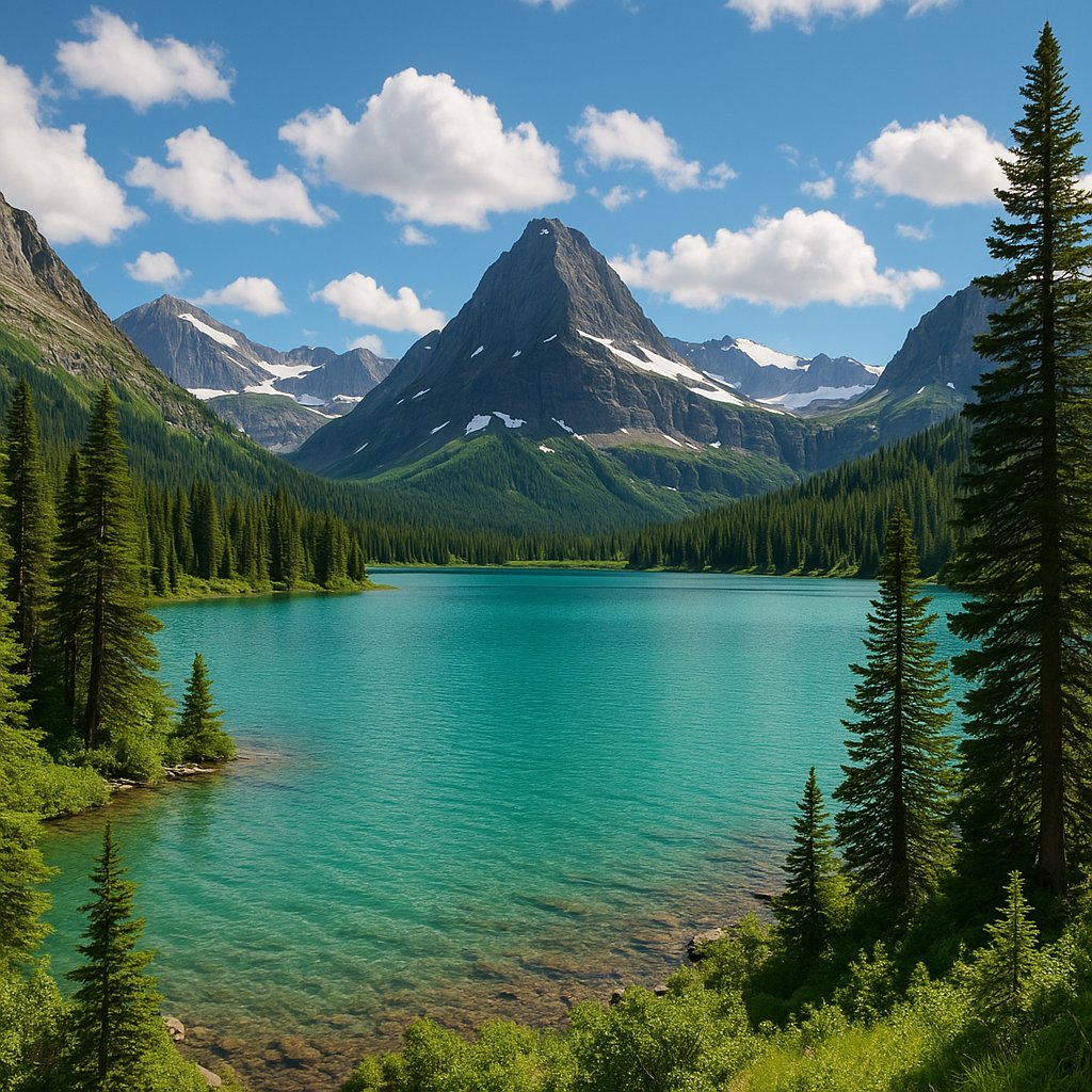 Summer at a Turquoise Alpine Lake, Glacier National Park