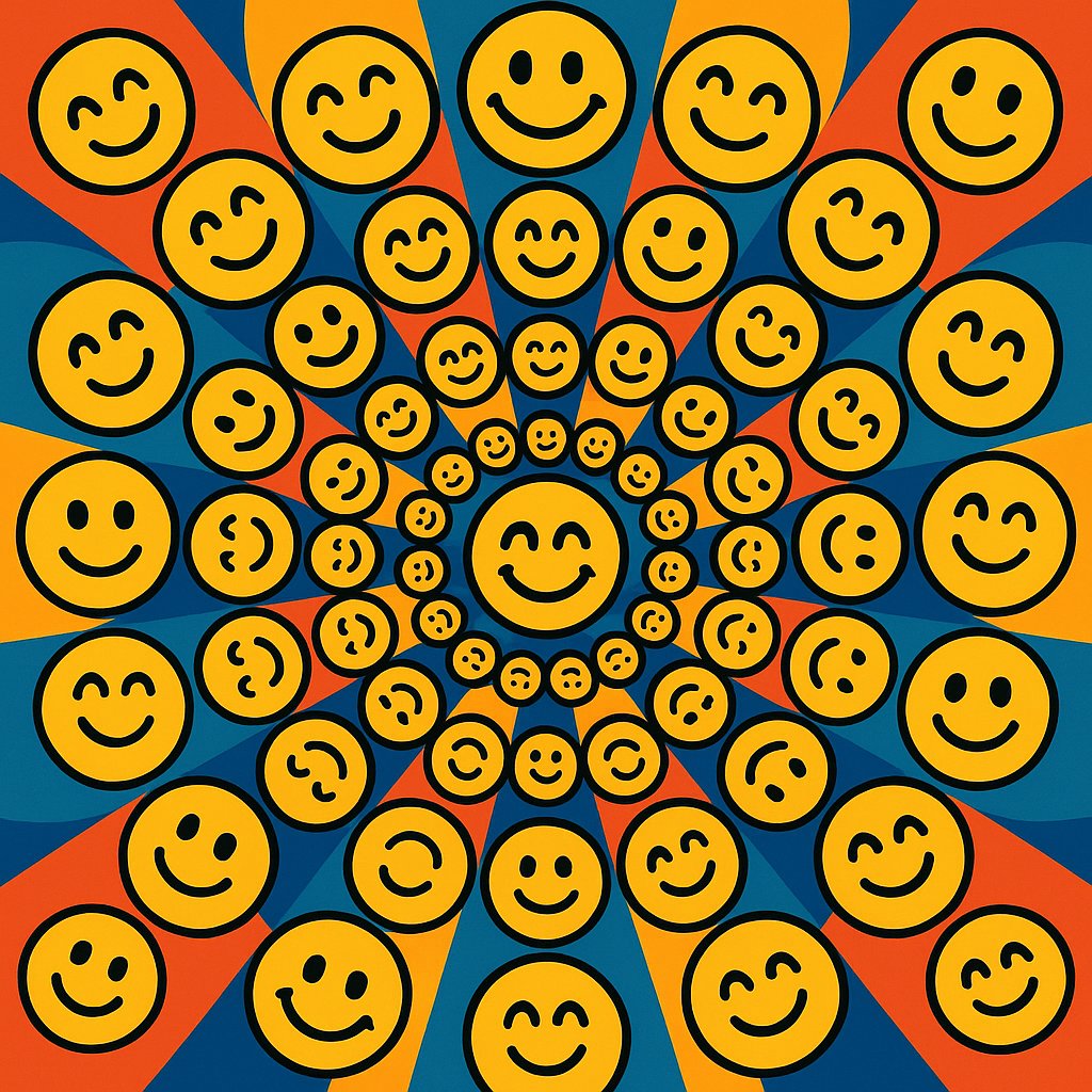 Sunburst Smiles — Radial Mandala of Happy Faces