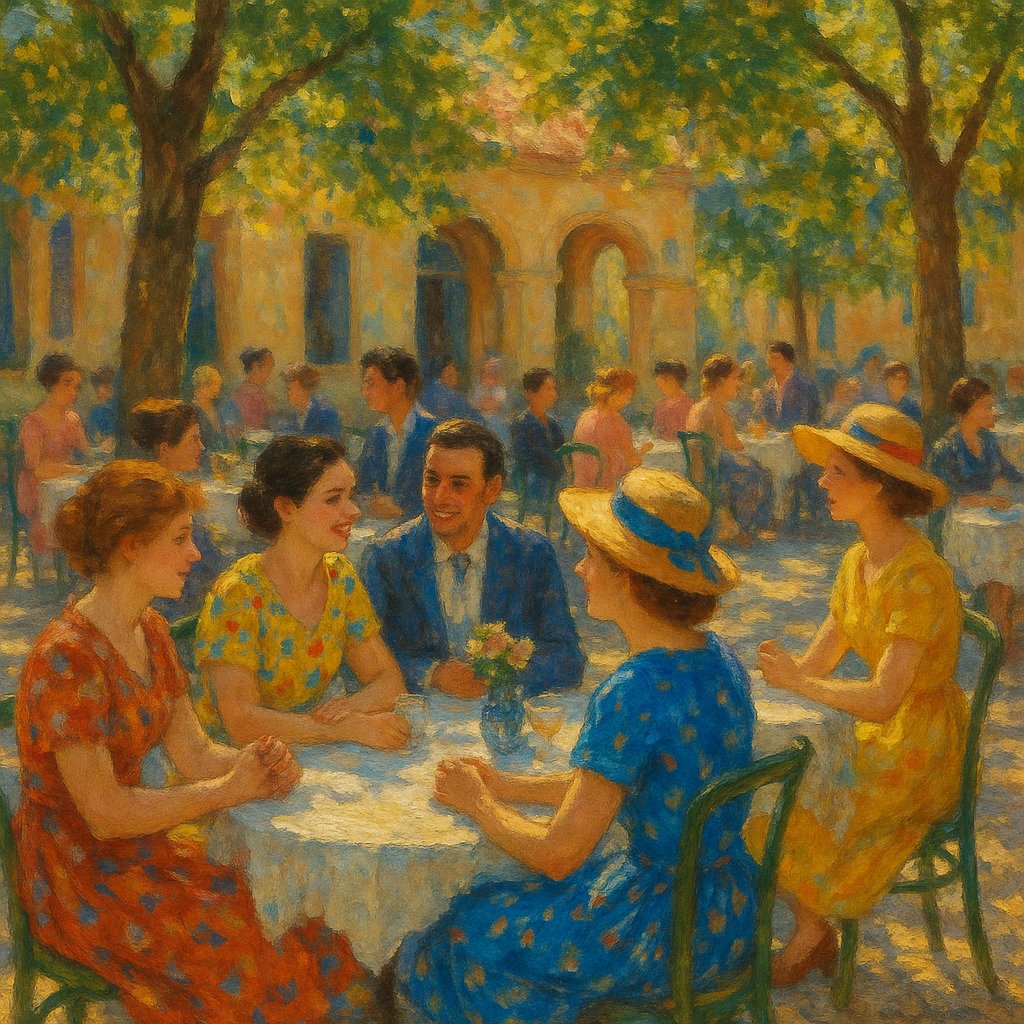 Sunlit Conversation at the Terrace
