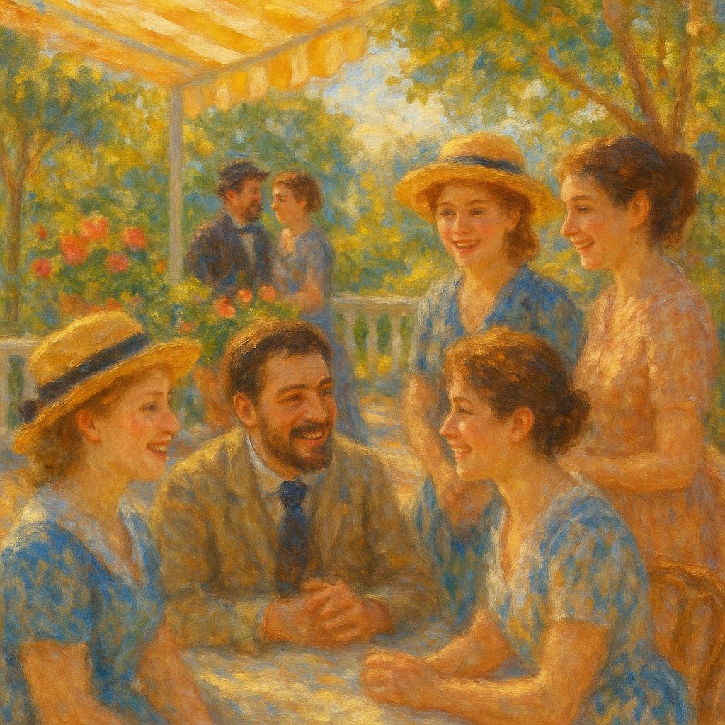 Sunlit Conversation on the Terrace