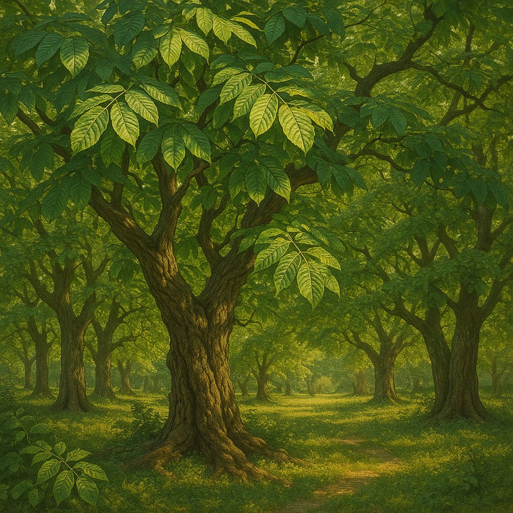 Sunlit Manchurian Walnut Grove