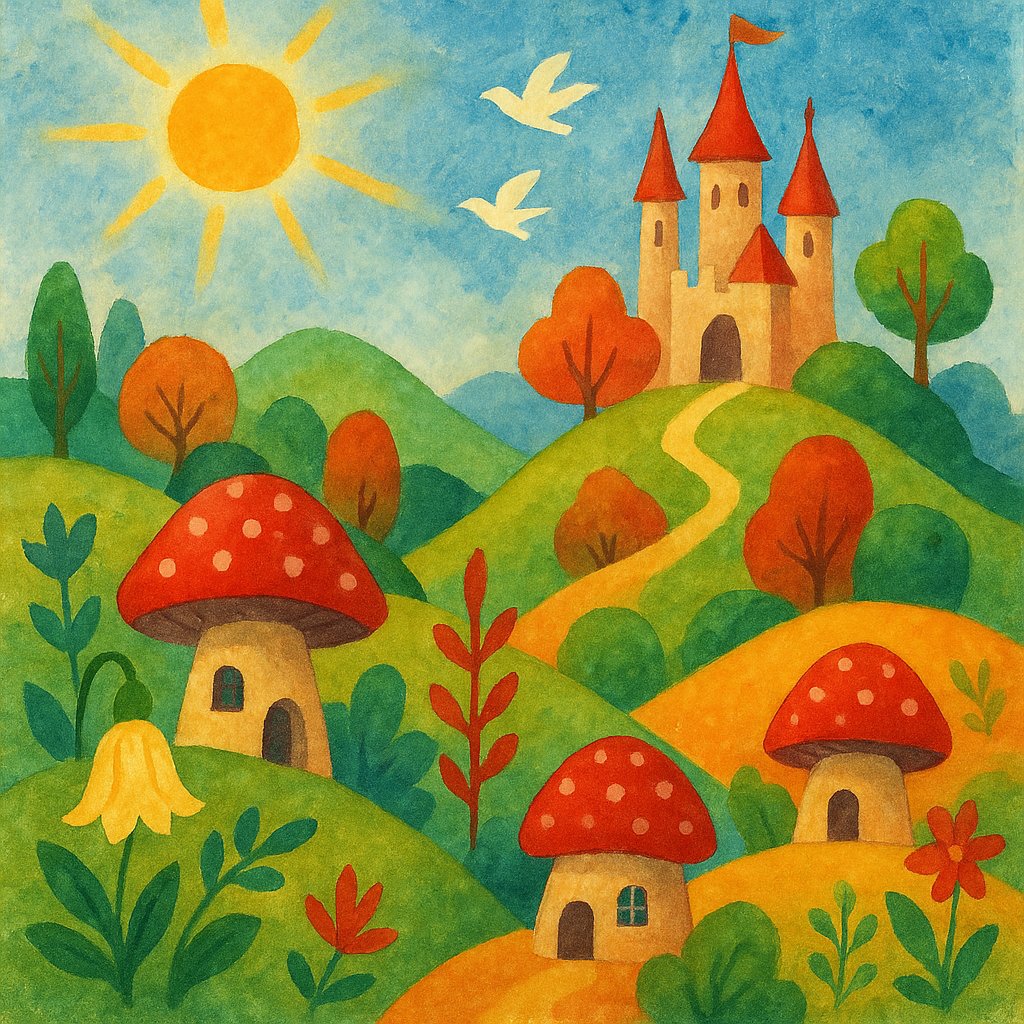 Sunlit Mushroom Village (Soviet Fairy-Tale Hills)