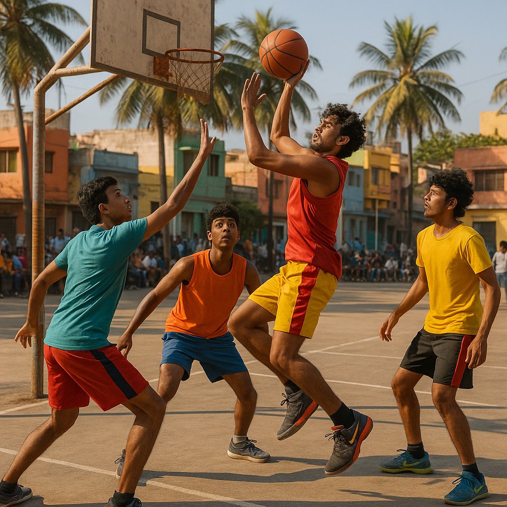 Sunlit Street Basketball in India