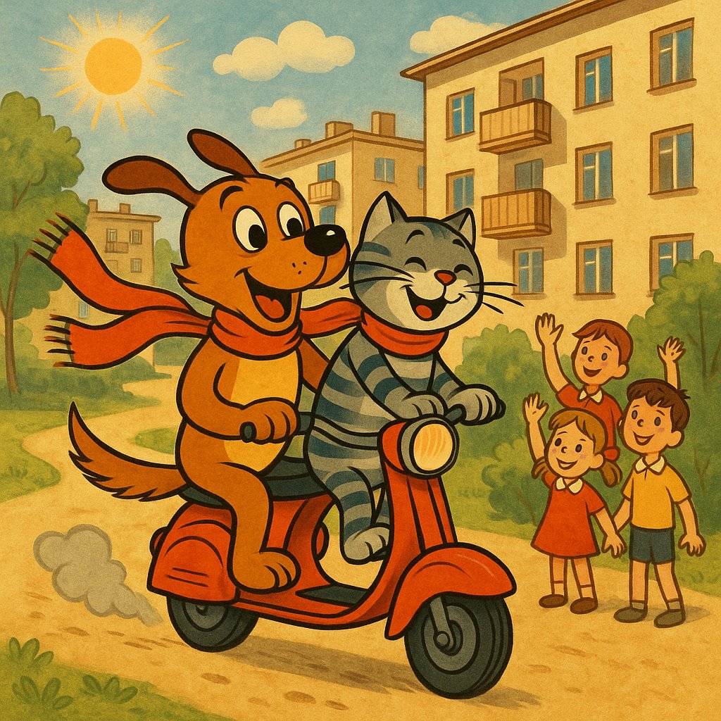 Sunny Scooter Ride Through the Courtyard