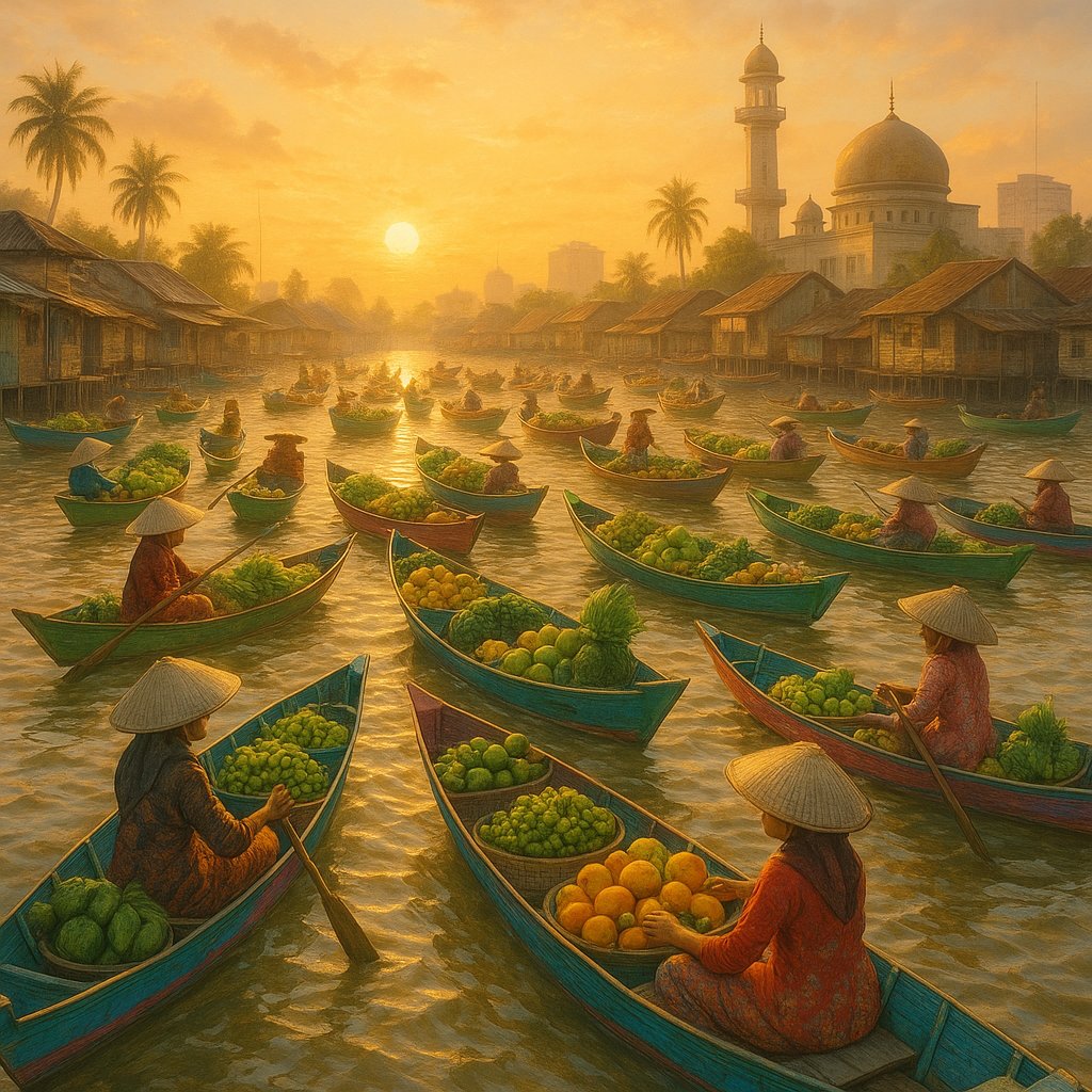 Sunrise at Banjarmasin Floating Market